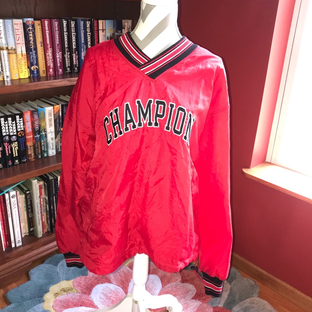 Mens Vintage Red Champion Windbreaker Size Large